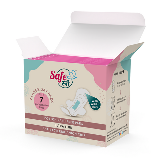 SafeStree Rash Free Cotton Large Sanitary Pads Day Pack Of 7