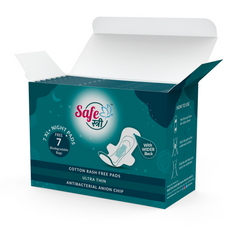 SafeStree Rash Free Cotton XL+ Sanitary Pads Night Pack Of 7