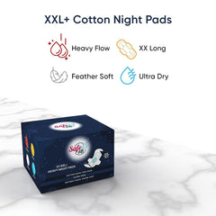 SafeStree Rash Free Cotton XXL+ Sanitary Pads Heavy Night Pack Of 14