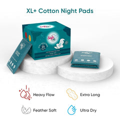 SafeStree Rash Free Cotton XL+ Sanitary Pads Night Pack Of 14