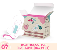 SafeStree Rash Free Cotton Large Sanitary Pads Day Pack Of 7