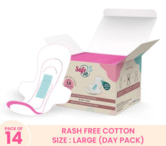 SafeStree Rash Free Cotton Large Sanitary Pads Day Pack Of 14